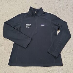 Patagonia Women Jacket Medium Black Micro D 1/4 Zip Fleece Pullover